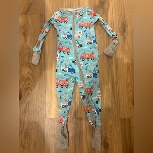 Little Sleepies Blue and Gray Emergency Vehicle Print One Piece Pajamas